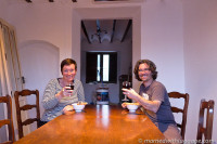 Enjoying our first dinner together in new house in Spain.
