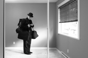 Man with too many suitcases