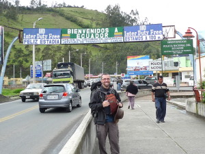 Warren at the border to Ecuador