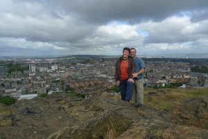 Betsy and Warren at the top of Arthur's Seat in Edinburgh