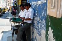 Typing on the street